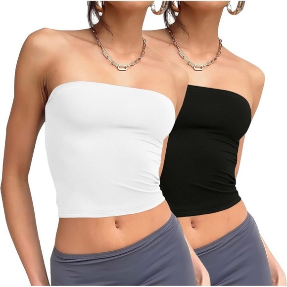 Tops - Women Slim Fit Crop Tops Going Out Strapless Tank Top